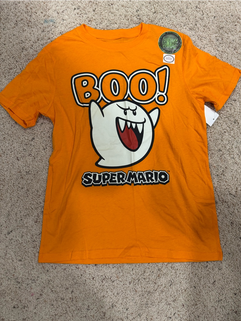 Nintendo Orange Super Mario 'Boo!' Short Sleeve Tee